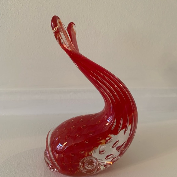 Murano Other - Red Murano Glass Whale